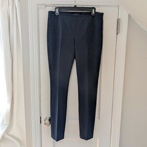 Theory Stretchy Flat Front Pants Sz 10 Navy Blue